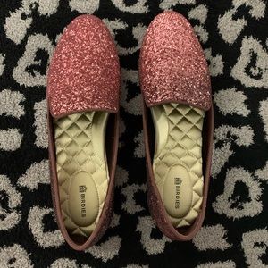 New Birdies Starling Rose Gold Glitter Shoes
